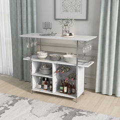 Contemporary White 47-inch Metal Bar Table Serving and Entertaining Functions in A Classic Modern Space