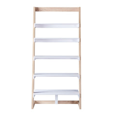 Contemporary 5-shelf Leaning Bookcase - Weathered White Five Spacious Shelves Prop Up Decorative Effects to Create A Display