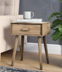 Dessert Brown Dayawati End Table with Storage Scandinavian Inspired Style