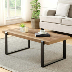 Galan Frame Coffee Table Wood and Metal in a Rustic Natural Finish