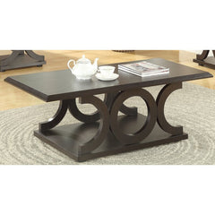 Coffee Table C-shaped Bases, Smooth Tops Open Bottom Shelves Perfect for Living Room