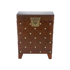 Nailhead Espresso End Table Trunk Ideal for Pillows, Blankets and Other Household