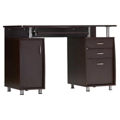 Chocolate Desk Two Storage Drawers And One Hanging File Cabinet CPU/storage Cabinet