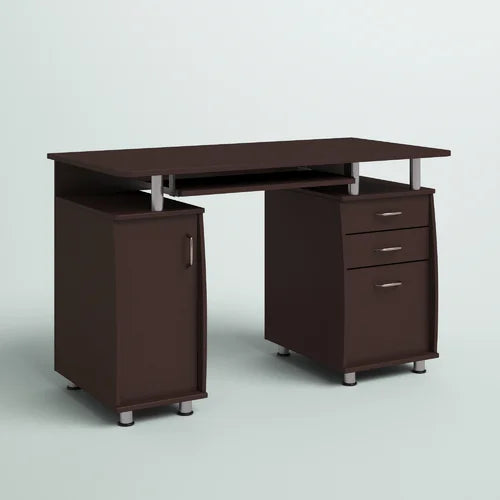 Chocolate Desk Two Storage Drawers And One Hanging File Cabinet CPU/storage Cabinet