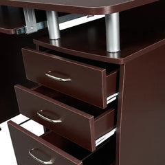 Chocolate Desk Two Storage Drawers And One Hanging File Cabinet CPU/storage Cabinet