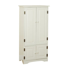 White 48" Kitchen Pantry Two Interior Shelves that Allow you to Organize Office Supplies, Spare Serveware