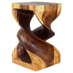 Double Twist Stool Table 12 in SQ x 20 in H Walnut Oil - 12" x 12" x 20" Double Twist Stool