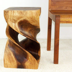 Double Twist Stool Table 12 in SQ x 20 in H Walnut Oil - 12" x 12" x 20" Double Twist Stool