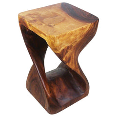 Handmade Wood Original Twist Stool/End Table Sturdy and Stable Side Table is An Eco-Friendly Addition to your Green Aesthetic