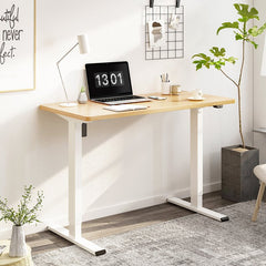 Oak White Height Adjustable Standing Desk Effortlessly Achieve Sit Stand Balance