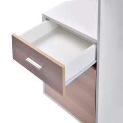 Oak and White Herzig Desk with Plenty of Storage and a Three-Tier Modern Design