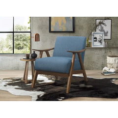 Blue 100% Polyester 28.5'' Wide Armchair Retro-Inspired Wood Frame Padded Seats And Backs