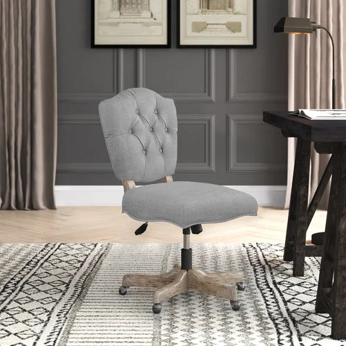 Gray Hutchinson Task Chair Wrapped in Linen Hued Polyester Fabric Design