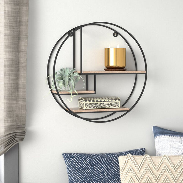 3 Piece Circle Mango Wood Accent Shelf Brings Good Looks and Helpful Storage to your Blank Walls