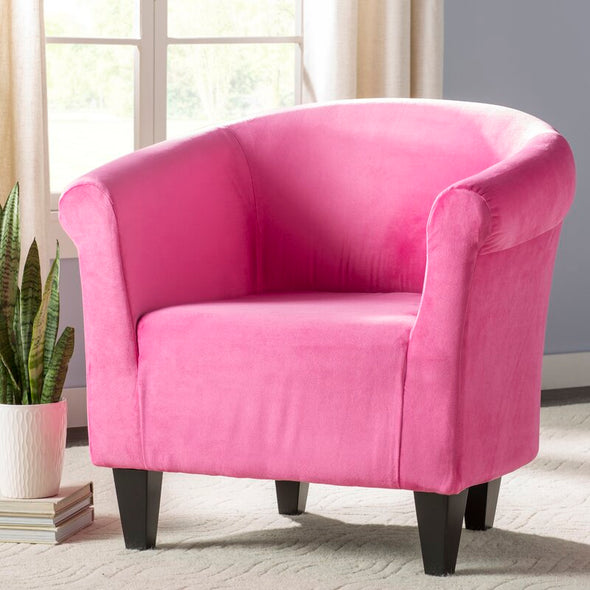 Liam 32'' Wide Barrel Chair Pink Microfiber Seat for Extra Comfort