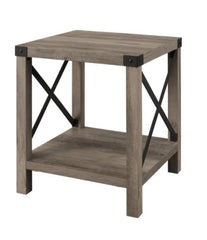 Gray Wash Enzo End Table Accents of Metal Throughout Starting