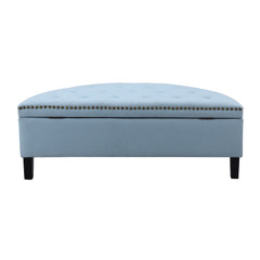 Linen Half Moon Storage Ottoman - Blue Provide Modern Seating and Functional Storage with this Half Moon Storage