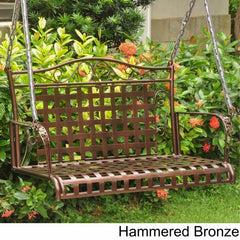 Iron Patio Swing - Rustic Brown The Deep Seat and High Back Provide Comfort As you Sit All-Weather and Water Resistant Protective Outdoor Finish