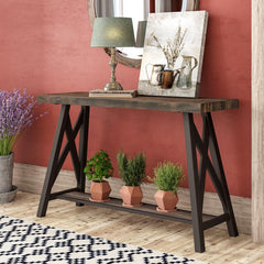 Iseminger 47.25'' Console Table Brown Engineered Wood and Powder Coated Metal