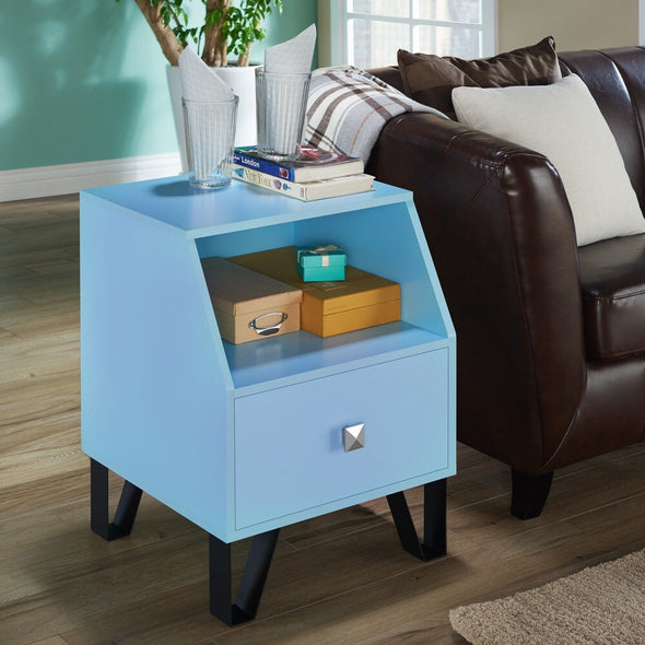 Contemporary Black 16-inch 1-shelf Side Table - Sky Blue