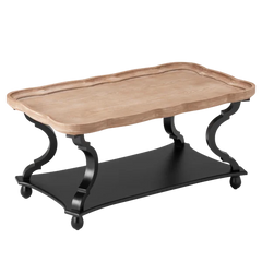 Black/Natural Wood Kerlin Coffee Table Natural Wood Tray-Style