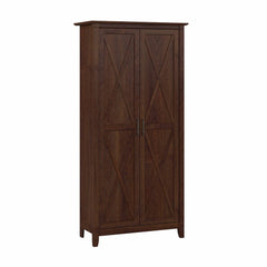 Tall Storage Cabinet with Doors - Bing Cherry Perfect Choice for Use in a Home Office, Living Room, Entryway