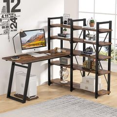 L-Shape Desk Large Computer Desk with 10 Storage Shelves Perfect for Orgnaize