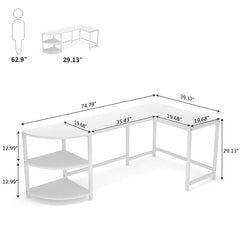 White L-Shape Desk Suitable for Any Corner Manufactured Wood