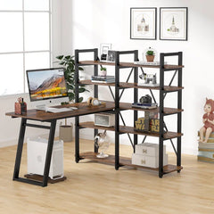 L-Shape Desk Large Computer Desk with 10 Storage Shelves Perfect for Orgnaize