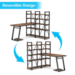 L-Shape Desk Large Computer Desk with 10 Storage Shelves Perfect for Orgnaize