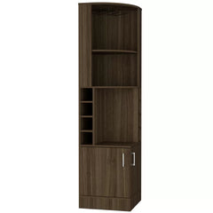 Dark Walnut Lollis Bar Cabinet Wine Rack 8 Cubbies for Bottles Perfect for Corner Space