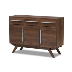 Varberg Mid-century Brown Sideboard Add Some Classic Storage to your Home Three Drawers and Three Cabinet Spaces with Doors