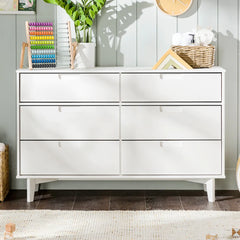 Middlebrook Gammelstaden Mid-Century Solid Wood 6 Drawer Dresser White