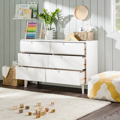 Middlebrook Gammelstaden Mid-Century Solid Wood 6 Drawer Dresser White