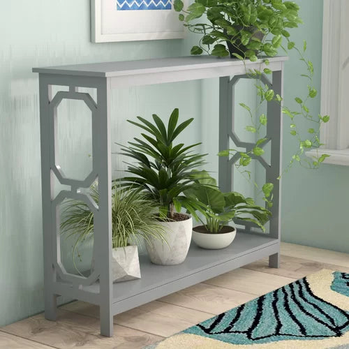 Gray Minburn 39.38'' Console Table Geometric Open Side Framework