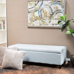 Tufted Fabric Storage Ottoman Bench Home - 50.50"L x 18.75"W x 16.00"H - Light Sky