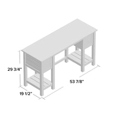 Lintel Oak/Soft White Myrasol Desk Two Lower Shelves for Additional Storage