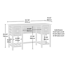 Lintel Oak/Soft White Myrasol Desk Two Lower Shelves for Additional Storage