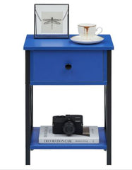 1-Drawer Modern Nightstands X-Design with Storage Shelf - Dark Blue