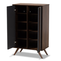 Modern and Contemporary 2-Door Shoe Cabinet Five Shelves with Space to Store up to 15 Pairs of Shoes