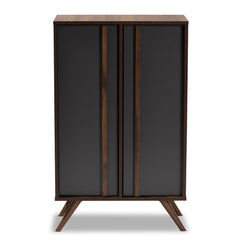 Modern and Contemporary 2-Door Shoe Cabinet Five Shelves with Space to Store up to 15 Pairs of Shoes