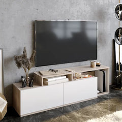 Cordoba/White Niklas Provides A Lot of Space for Storage with 2 Cabinets and Open Shelves