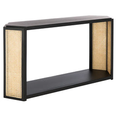 Orleans 57.9'' Console Table Mesh Rattan Sides Geometric Style Provide Ample Display and Storage Space