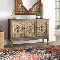 Ottinger 47.24'' Wide Server Carved Floral Cabinet Door Fronts and A Neutral-Toned Finish