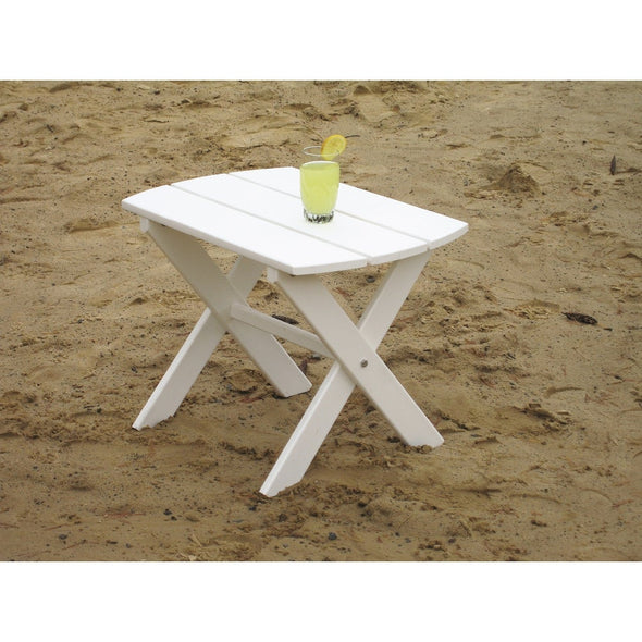 Folding End Table - White Poly Lumber Made to Withstand All Climate