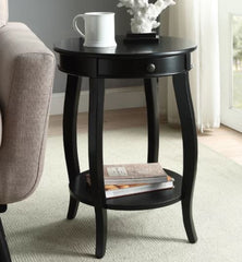 Black Shropshire End Table with Storage Transitional Silhouette Black Finish