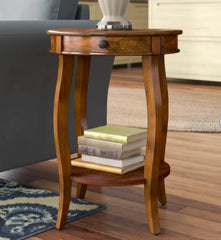 Walnut Shropshire End Table with Storage  Black Finish Brings Style and Function