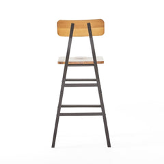 Set of 2 Acacia Wood Bar Stool 28-inch Laminated Acacia Wood Creates Stable Seats and Backs