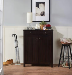 4 Shelf Mirille Mission Style Cappuccino Shoe Cabinet