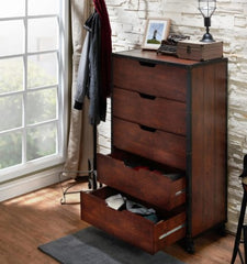 5 Drawer Aurville Vintage Walnut Chest